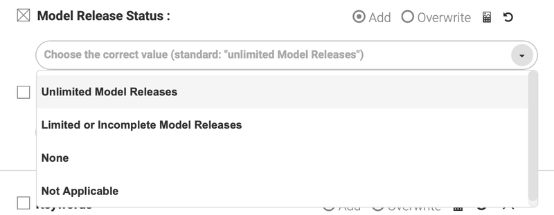 Canto_Model Release Status field